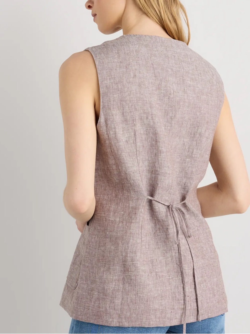 ☀️ New! QUINCE 100% European Linen Longline Vest in Flax - Picture 16 of 16